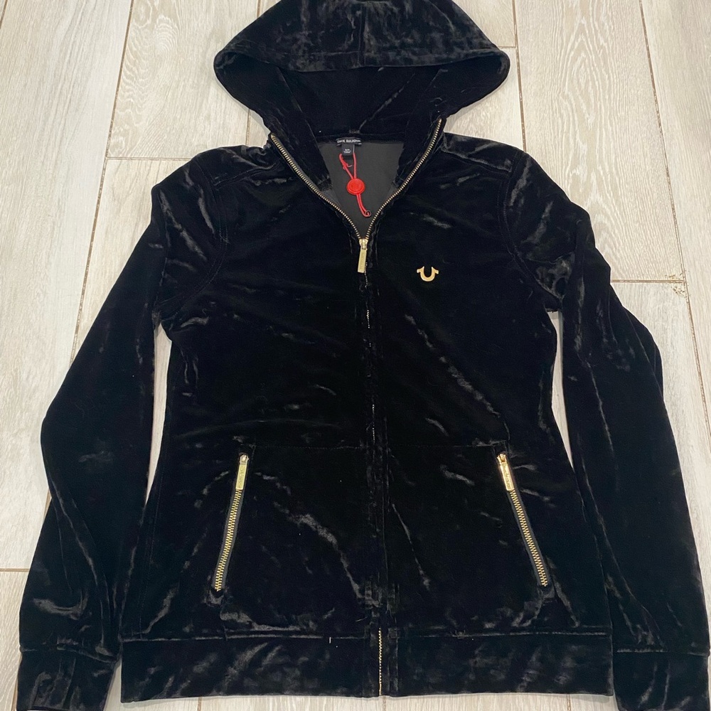 True Religion Black Velvet Hoodie